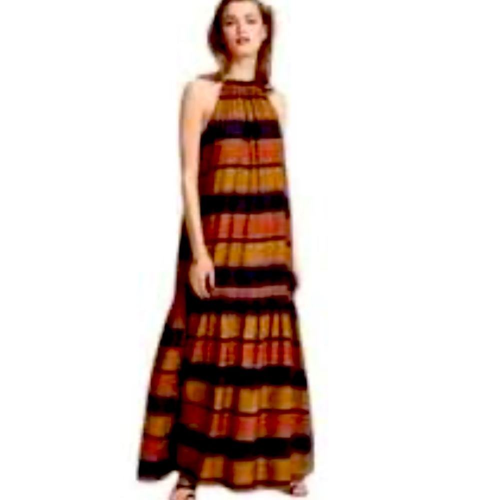 H&M Striped Halter Maxi Dress - Black and Brown